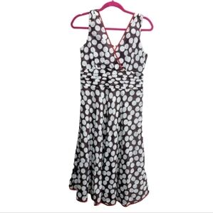 Amanda Lane size 6 brown dress with white polkadots and red trim